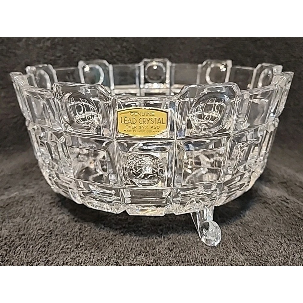 German Echt Bleikristall Cut Crystal Centerpiece Bowl 8" Diameter